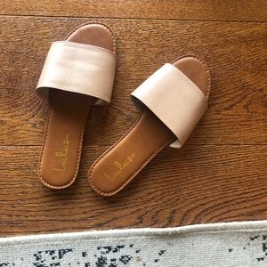 Tan slide sandals from lulus